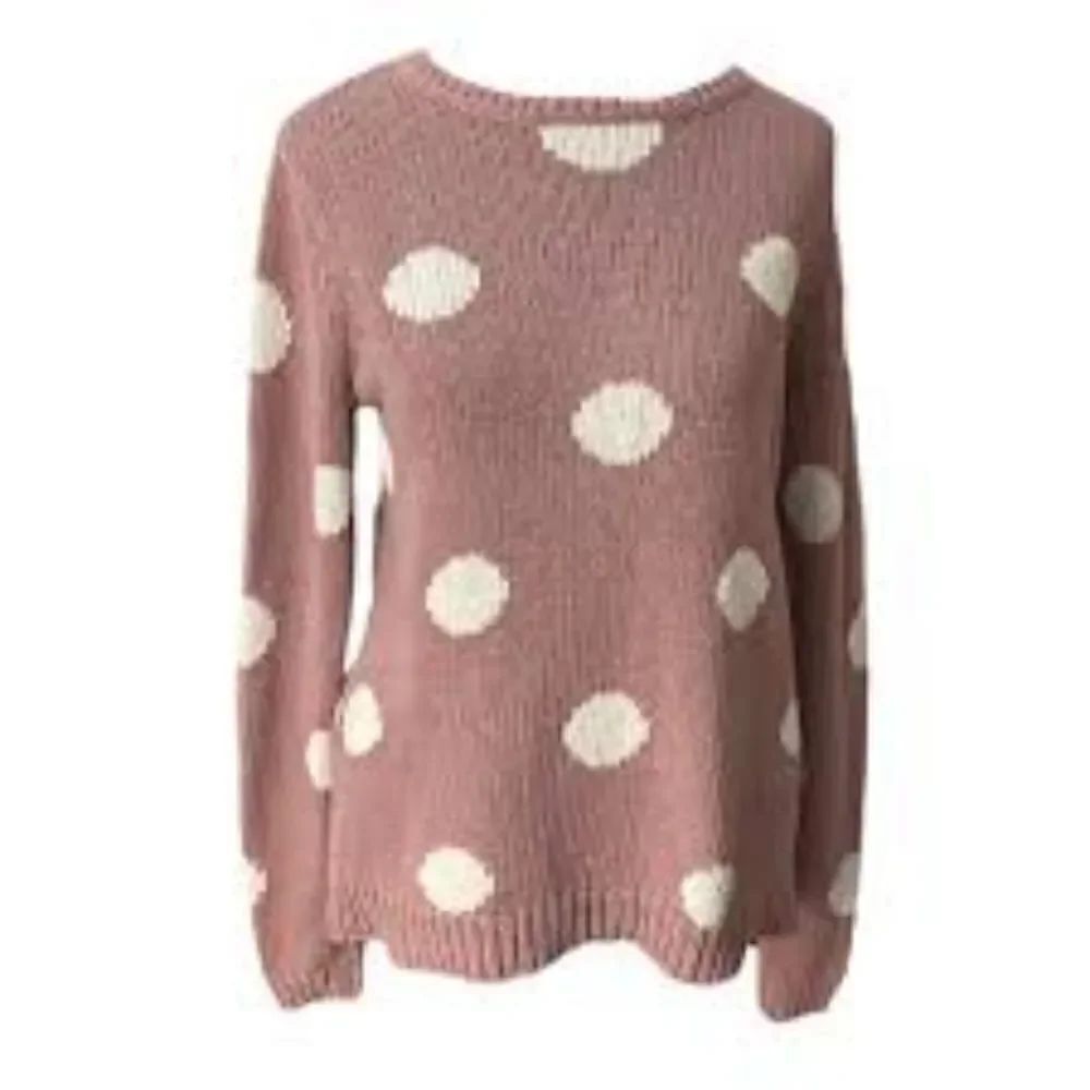 Garnet Hill Polka Dot Sweater Top Pink Size Small
